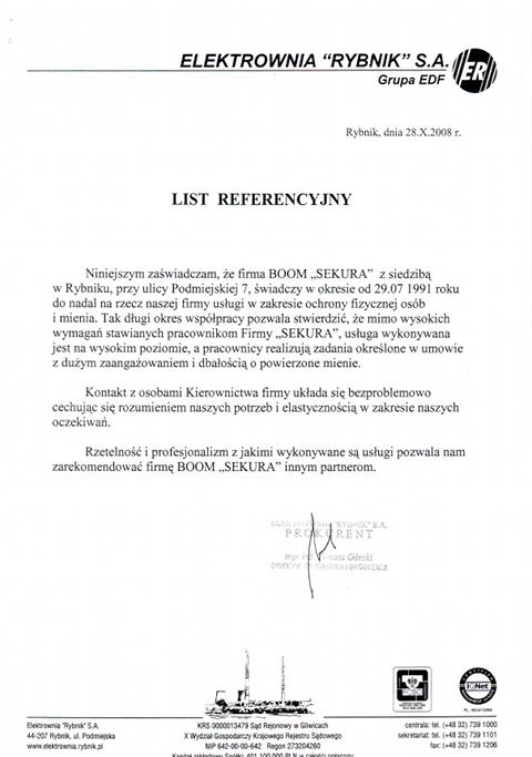 Referencje Elektronia Rbbnik S.A.